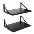 SAUMONIERES Floating Shelves Wall Bookshelf for Bedroom Bathroom Living Room Wood Wall Mounted Wide Deep Storage, Black Painted 