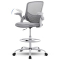JHK Drafting Tall Office Chair Standing Desk Counter Height Adjustable Chairs with Flip-up Padded Armrests