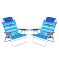 SUNNYFEEL Extra Wide 28 Low Beach Chair 2 Pack 5 Position Lay Flat, XL Oversized Portable Folding Camping Chairs with Cup Holder