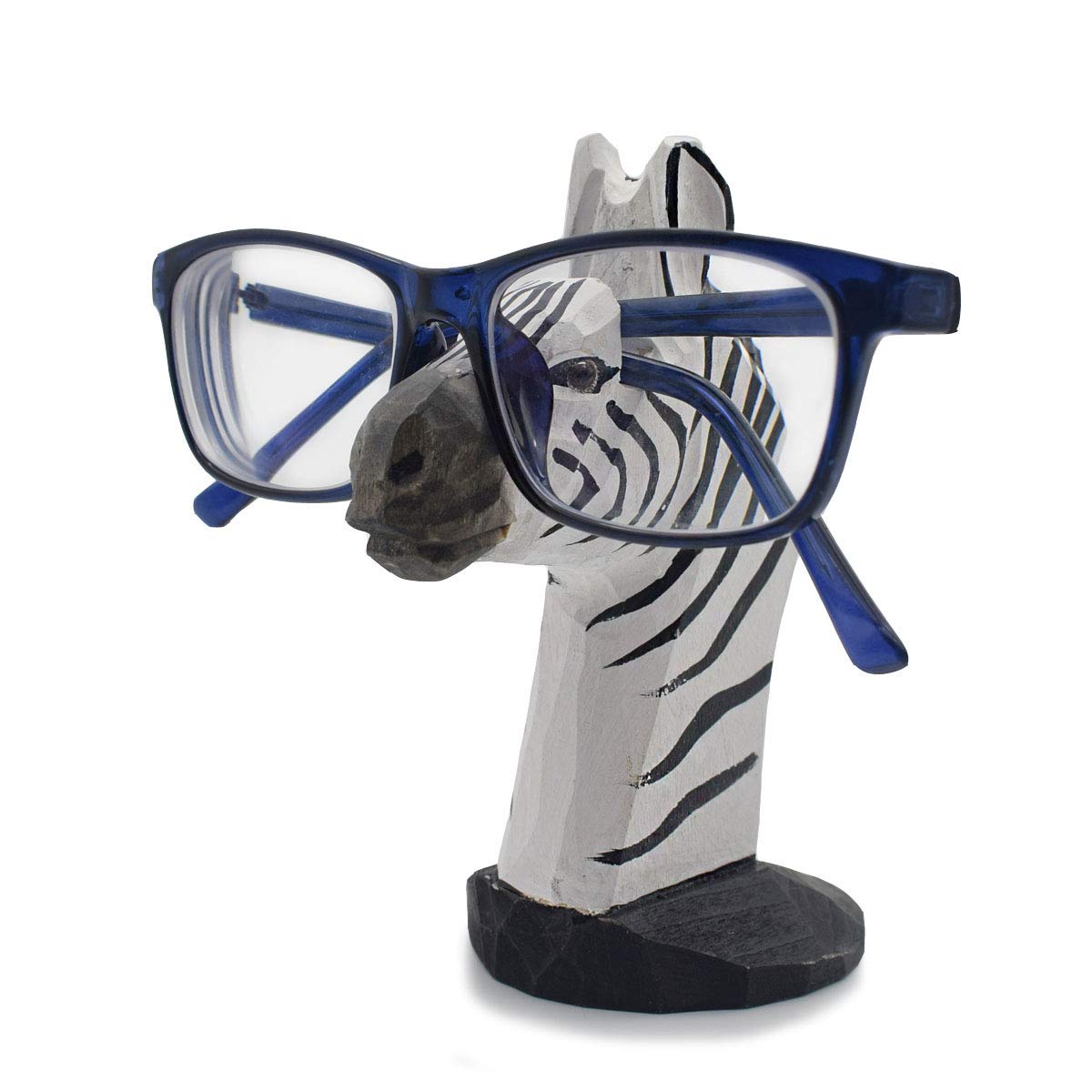 VIPbuy Handmade Wood Carving Eyeglasses Spectacle Holder Stand Sunglasses Display Rack Home Office Desk D  cor Gift (Zebra)