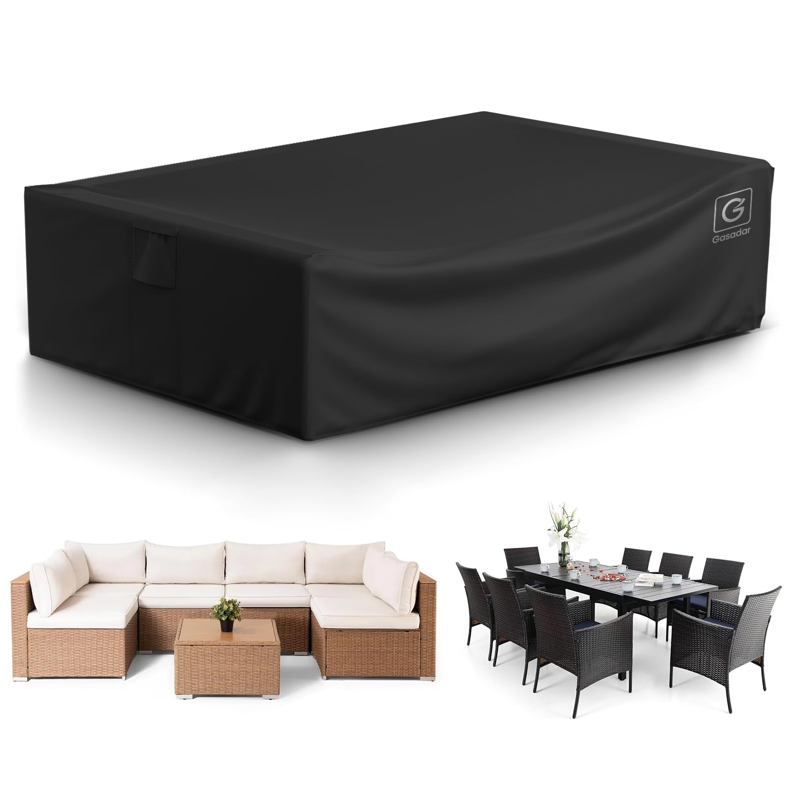 Patio Furniture Covers, Outdoor Furniture Cover Waterproof, 500D Heavy Duty, All Weather Protection Rectangular Patio Covers for