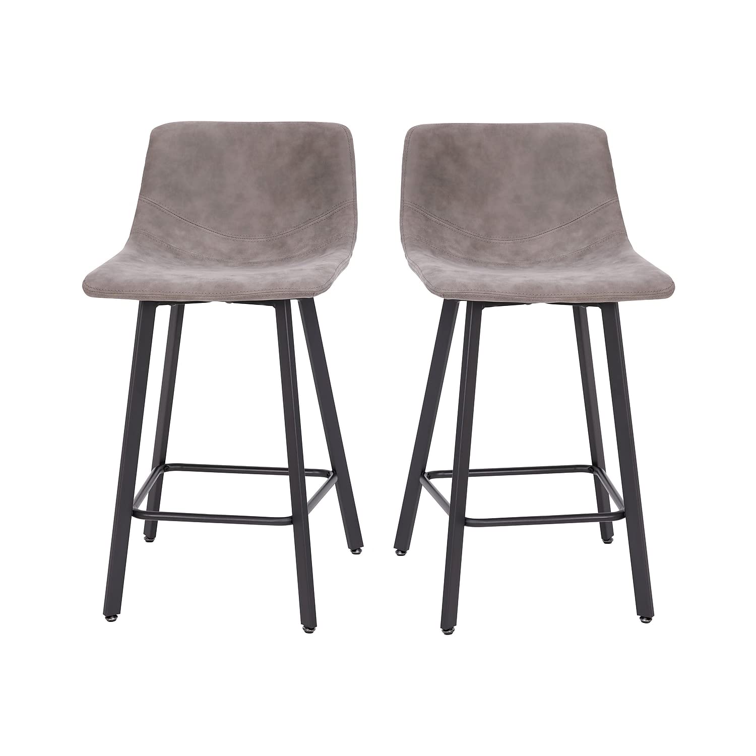 Flash Furniture Caleb Modern Armless 24 Inch Counter Height Stools Commercial Grade with Footrests and Matte Metal Frames, Set o