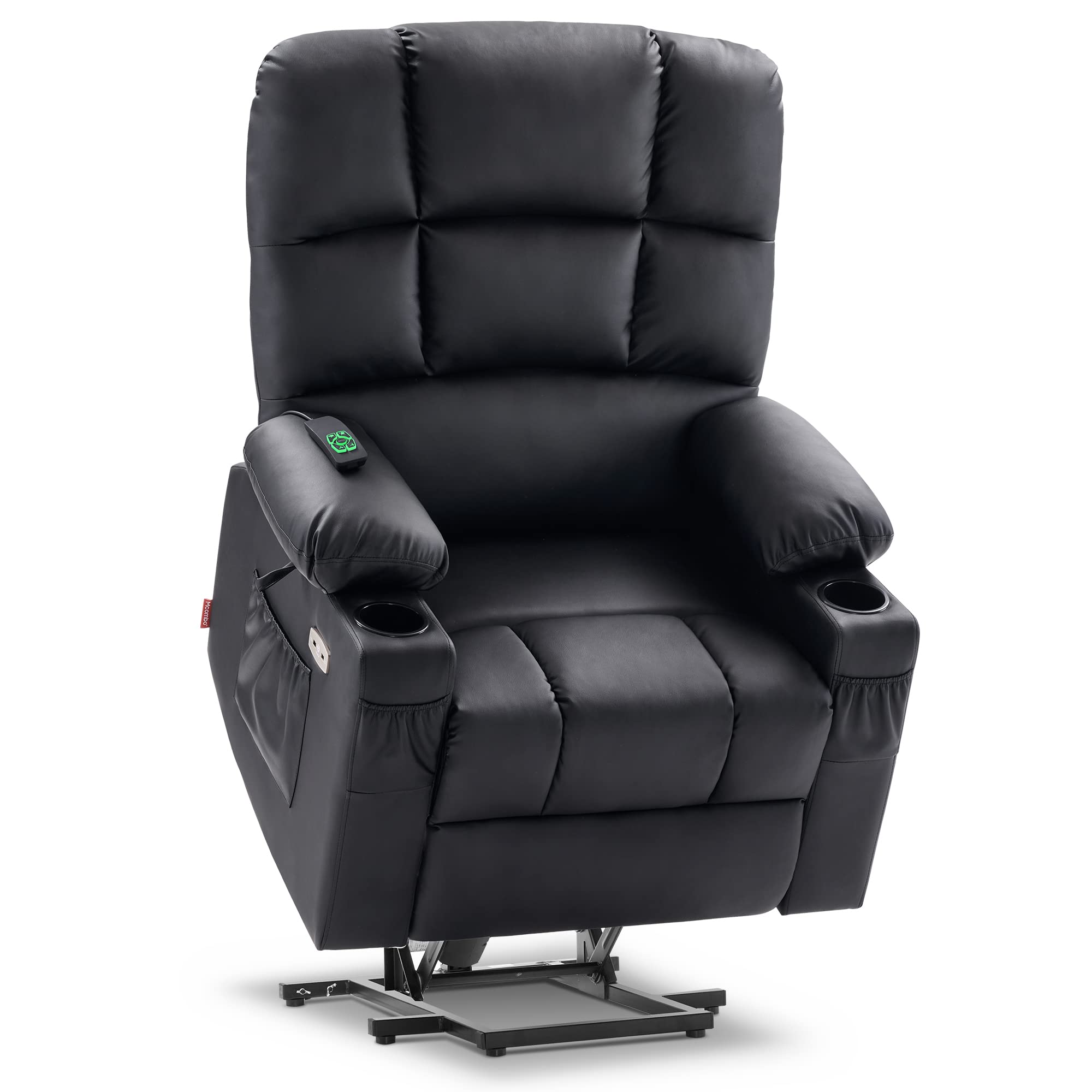 MCombo Large Lay Flat Dual Motor Power Lift Recliner Chair Sofa with Massage and Heat for Elderly People, Infinite Position, Fau