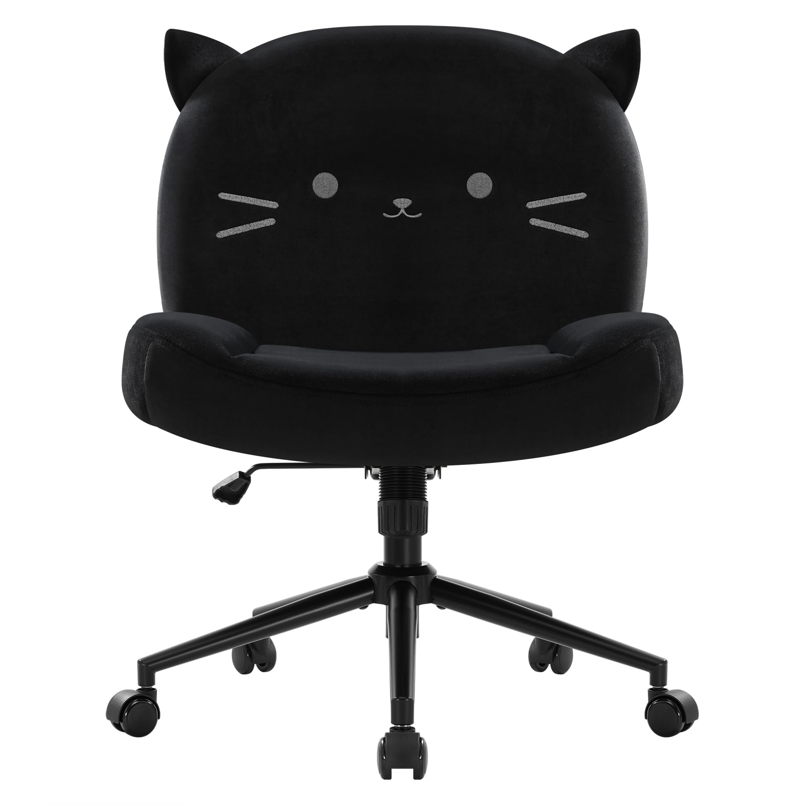 IWMH Armless Office Desk Chair with Wheels,Ergonomic Criss Cross Legged Computer Chair with Fabric Padded, Height Adjustable Wid