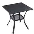 VICLLAX Outdoor Patio Metal Dining Table with Umbrella Hole- Outdoor Patio Garden Furniture (4 Seats, Grey)