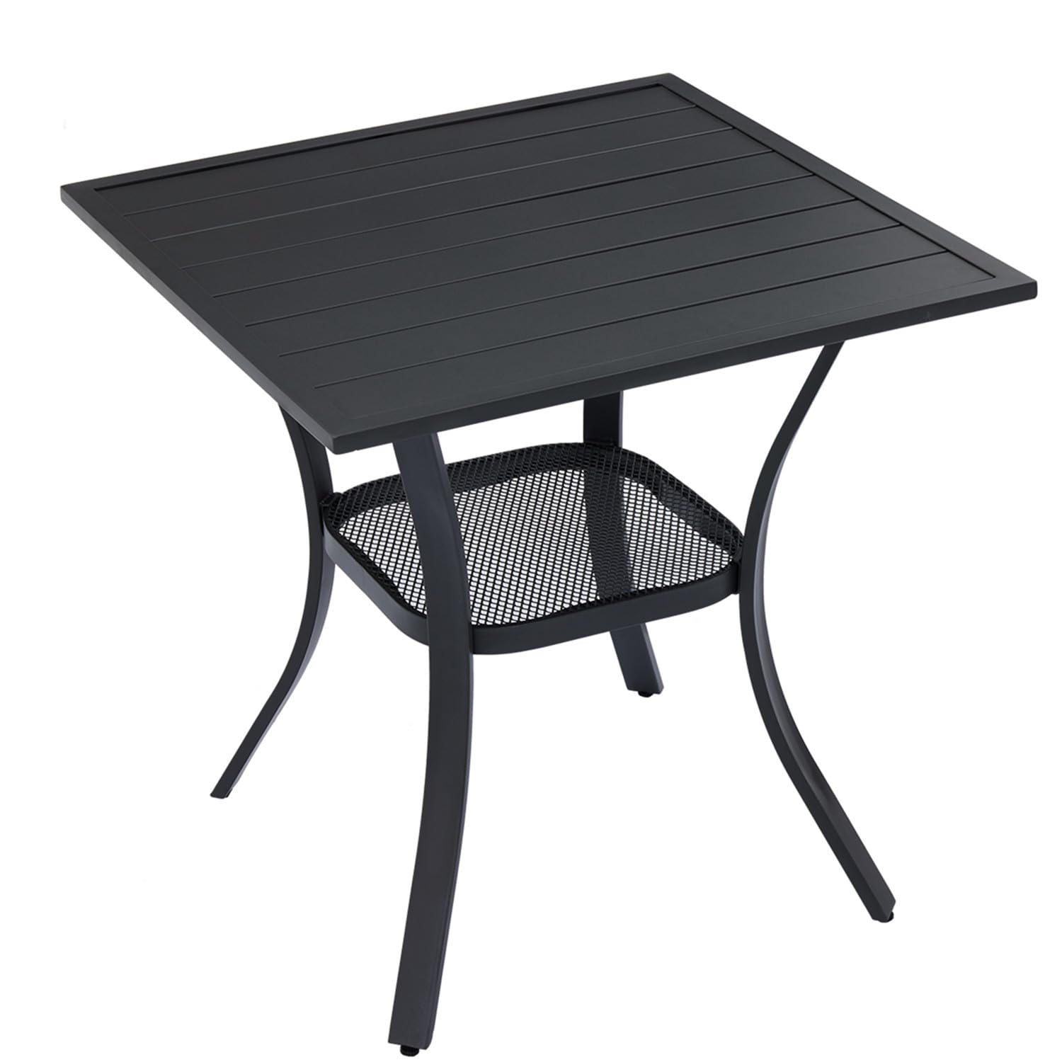 VICLLAX Outdoor Patio Metal Dining Table with Umbrella Hole- Outdoor Patio Garden Furniture (4 Seats, Grey)