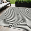 5 X 8 White And Black Geometric Washable Indoor Outdoor Area Rug