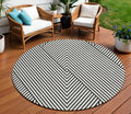 8 White And Black Round Geometric Washable Indoor Outdoor Area Rug