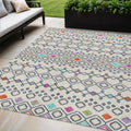 5 X 8 Linen Pink And Orange Geometric Washable Indoor Outdoor Area Rug