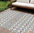 9 X 12 Linen Pink And Orange Geometric Washable Indoor Outdoor Area Rug