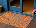 3 X 5 Orange Blue And Purple Geometric Washable Indoor Outdoor Area Rug