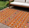 10 X 14 Orange Blue And Purple Geometric Washable Indoor Outdoor Area Rug