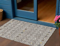 3 X 5 Taupe Gray And Gold Geometric Washable Indoor Outdoor Area Rug