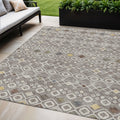 5 X 8 Taupe Gray And Gold Geometric Washable Indoor Outdoor Area Rug