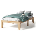 KOTEK 14 Solid Wood Platform Bed Frame, Mattress Foundation w/Wooden Slats Support, Rubber Wood Bed Base, No Box Spring Needed, 