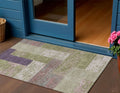 3 X 5 Green Purple And Pink Geometric Washable Indoor Outdoor Area Rug