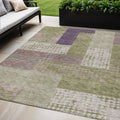 5 X 8 Green Purple And Pink Geometric Washable Indoor Outdoor Area Rug