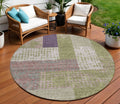 8 Green Purple And Pink Round Geometric Washable Indoor Outdoor Area Rug