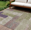 10 X 14 Green Purple And Pink Geometric Washable Indoor Outdoor Area Rug
