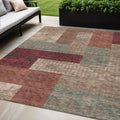 5 X 8 Brown And Terra Cotta Geometric Washable Indoor Outdoor Area Rug