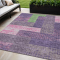 5 X 8 Purple Green And Pink Geometric Washable Indoor Outdoor Area Rug