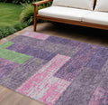 10 X 14 Purple Green And Pink Geometric Washable Indoor Outdoor Area Rug
