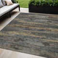 5 X 8 Graphite And Gray Abstract Washable Indoor Outdoor Area Rug