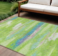 8 X 10 Lime Green And Sky Blue Abstract Washable Indoor Outdoor Area Rug