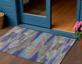 3 X 5 Lavender Pink And Blue Abstract Washable Indoor Outdoor Area Rug
