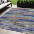 5 X 8 Lavender Pink And Blue Abstract Washable Indoor Outdoor Area Rug