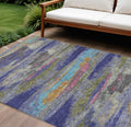 9 X 12 Lavender Pink And Blue Abstract Washable Indoor Outdoor Area Rug