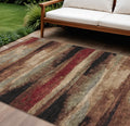 9 X 12 Brown Beige And Burgundy Abstract Washable Indoor Outdoor Area Rug