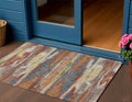 3 X 5 Orange Green And Gold Abstract Washable Indoor Outdoor Area Rug