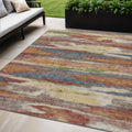 5 X 8 Orange Green And Gold Abstract Washable Indoor Outdoor Area Rug