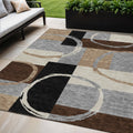 5 X 8 Pewter Gray And Black Geometric Washable Indoor Outdoor Area Rug