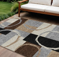 9 X 12 Pewter Gray And Black Geometric Washable Indoor Outdoor Area Rug
