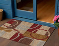3 X 5 Wheat And Burgundy Geometric Washable Indoor Outdoor Area Rug