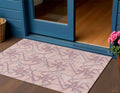 3 X 5 Pink Purple And Sky Blue Geometric Washable Indoor Outdoor Area Rug