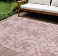8 X 10 Pink Purple And Sky Blue Geometric Washable Indoor Outdoor Area Rug