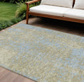8 X 10 Beige And Blue Abstract Washable Indoor Outdoor Area Rug