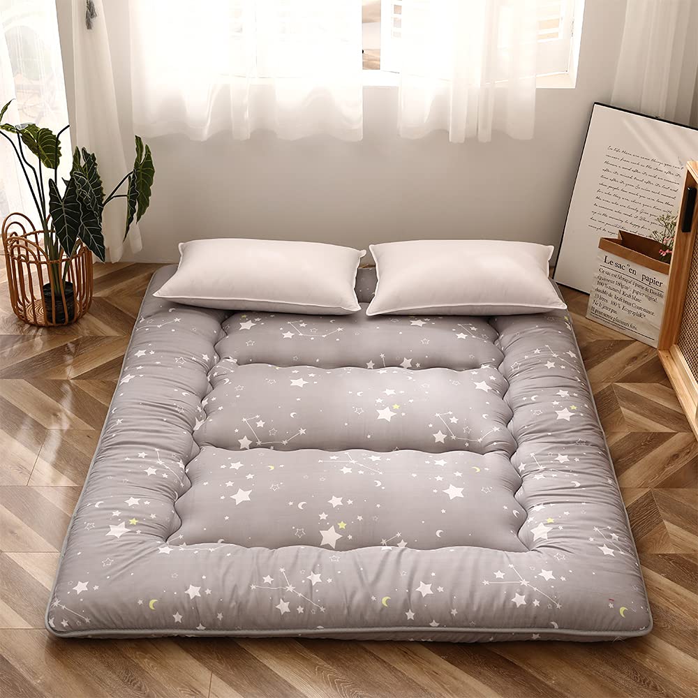 Grey Constellation Japanese Futon Mattress, Tatami Mat Portable Camping Mat Kids Sleeping Pad Foldable Roll Up Floor Lounger Cou