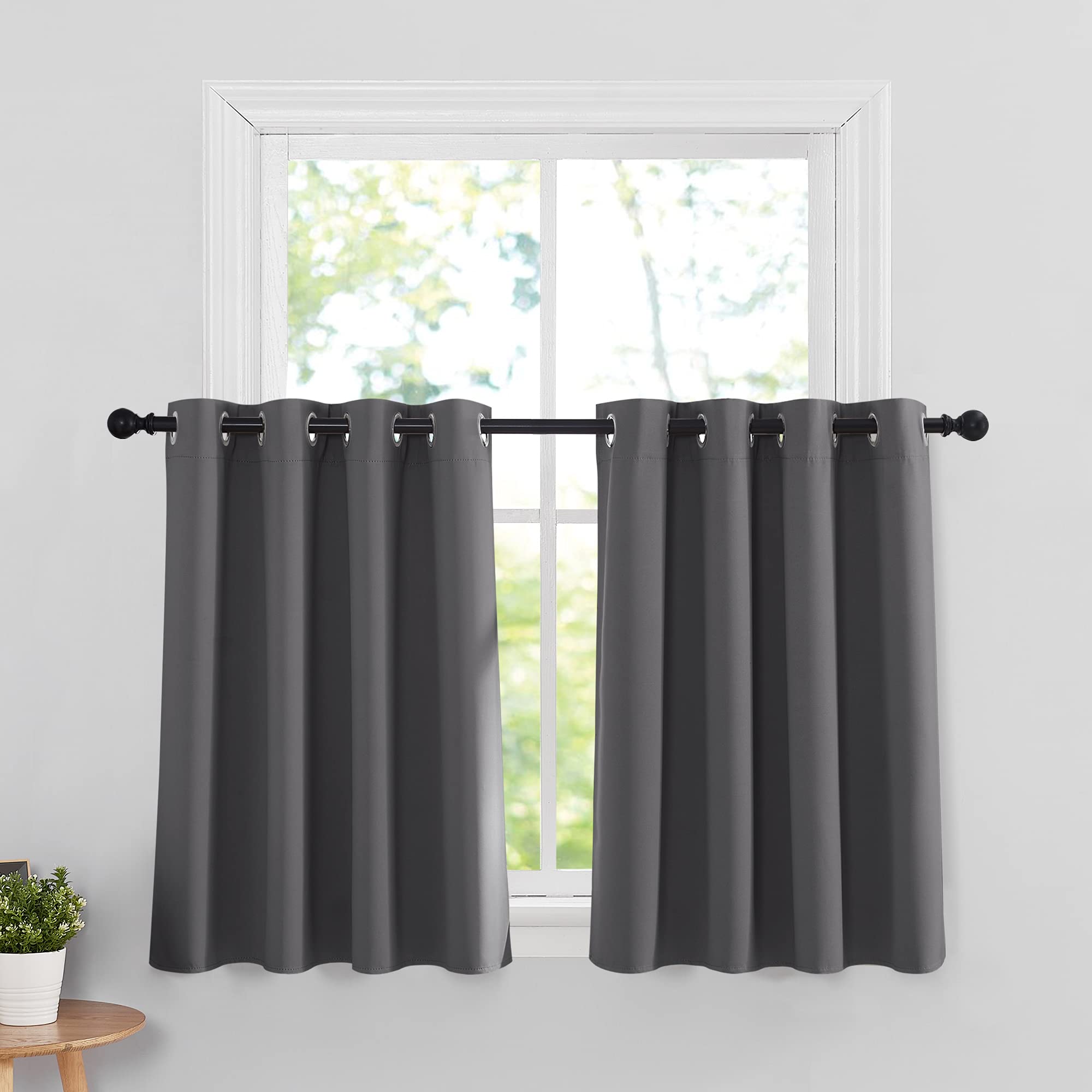 RYB HOME Decor Window Treatment Tier Curtains for Bathroom, Insulated Panels for Bedroom Short Blackout Curtain Tiers for Kitche