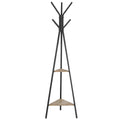 VASAGLE Coat Rack Freestanding, Coat Hanger Stand, Hall Tree with 2 Shelves, for Clothes, Hat, Bag, Industrial Style, Greige and