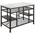 Acme Lanzo Kitchen Island in Marble and Gunmetal