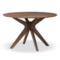 Baxton Studio Monte Mid-Century Modern Walnut Wood 47-Inch Round Dining Table, Walnut Brown