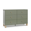 Storkcraft California 6-Drawer Double Dresser (Olive with Driftwood) - GREENGUARD Gold Certified, Interlocking Drawer System, Dr