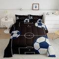jejeloiu Football Comforter Set Queen Size Kids Football Court Comforter for Boys Girls Teens Soccer Ball Pattern Bedding Set Br