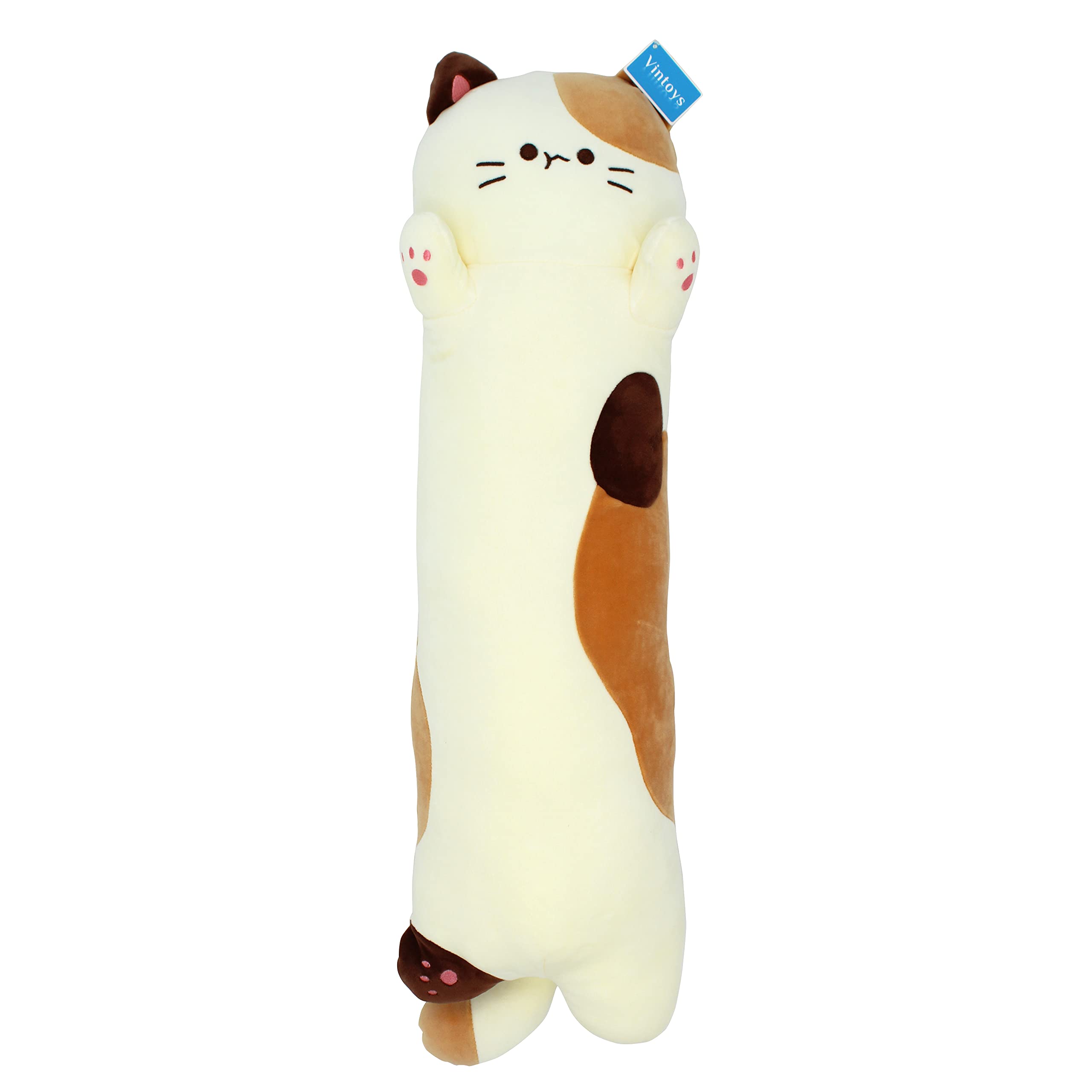 Vintoys Very Soft Cat Long Hugging Pillow Plush Kitten Kitty Stuffed Animals Milky White 26
