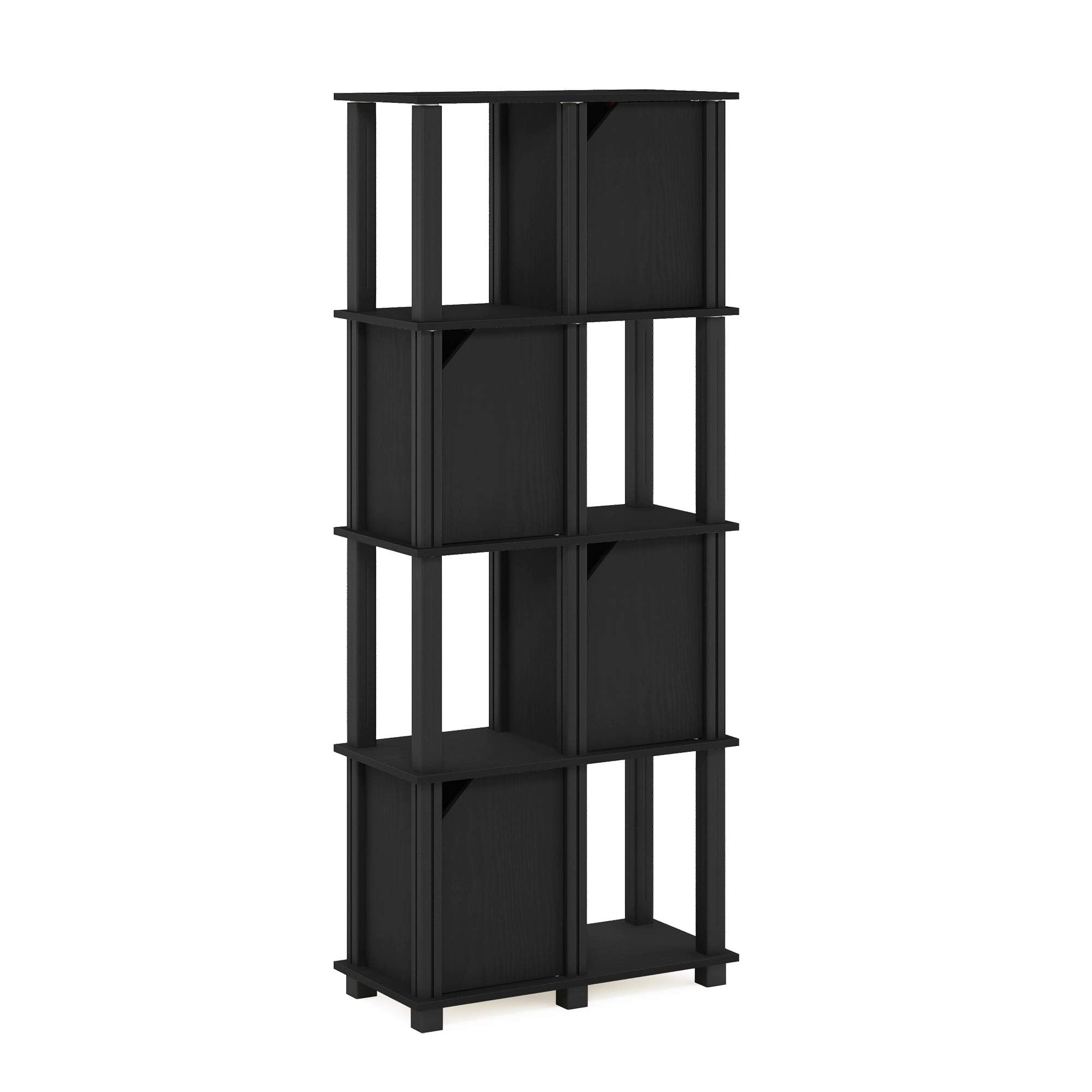 FURINNO Brahms Storage Shelf, 5-Tier, Black Oak/Black