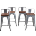 Changjie Furniture 26 Inch Bar Stools Set of 4 Industrial Metal Barstools Counter Height Bar Stool with Backs (26 inch, Silver)